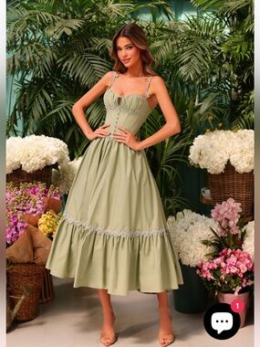 NWT Oh Pretty Lioren Sage Midi Dress